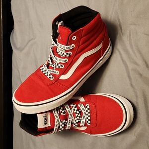 VANS Ward Hi Red/White Big Kid's 5